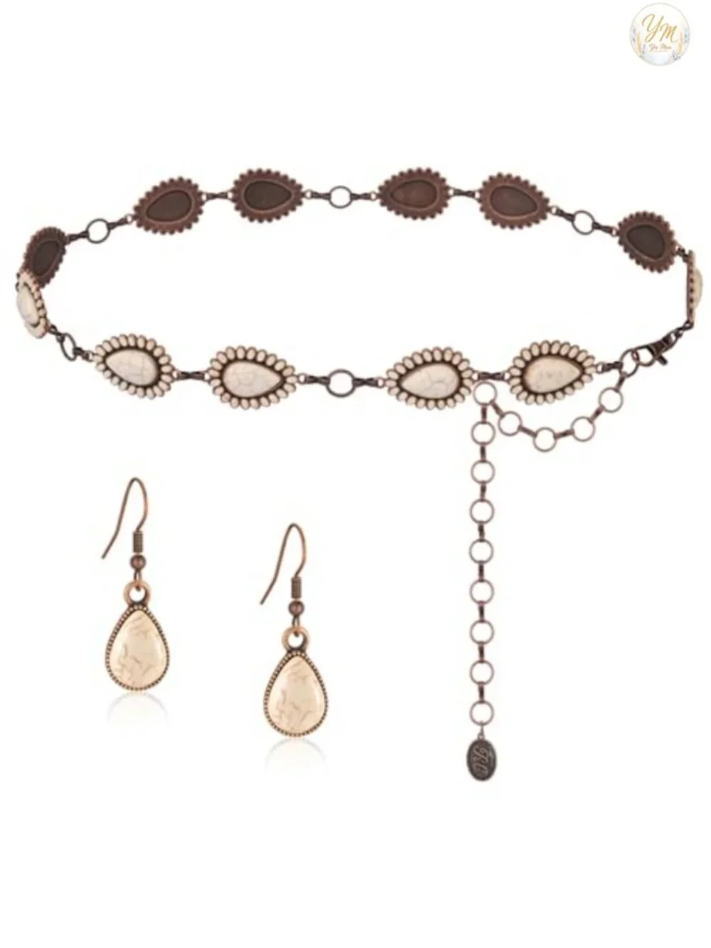 Western Concho Chain Belt for Women, Adjustable Metal Waist Belt